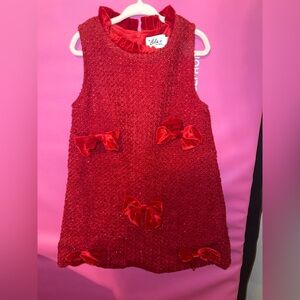 Lola + The Boys Valentina Dress Sparkling Red Dress with Velvet Bows